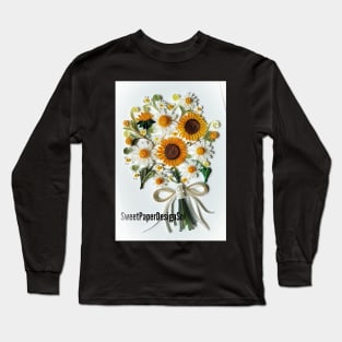 Printed Paper quilling Art. Sunflower bouquet art.handmade Long Sleeve T-Shirt